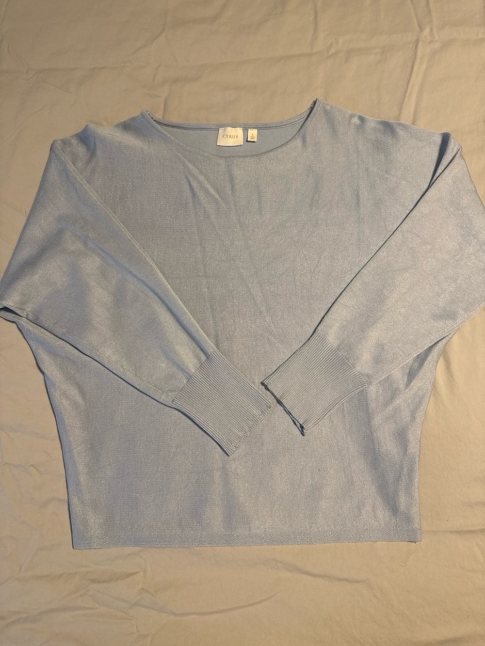 Cyrus Pale Blue Scoop Neck Lightweight Sweater